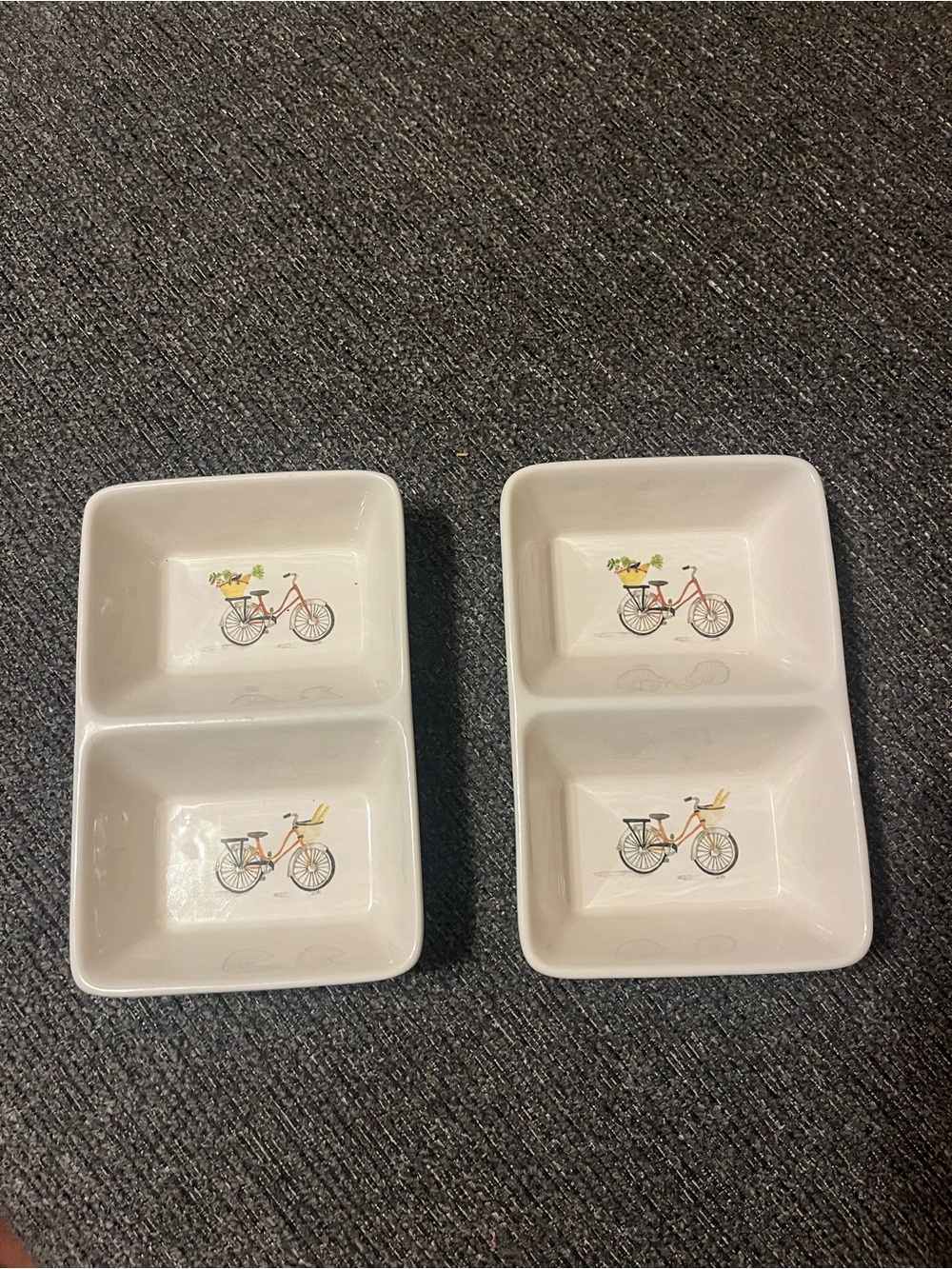 Rae Dunn Artisan Collection Bicycle Divided Dishes – Set of 2.